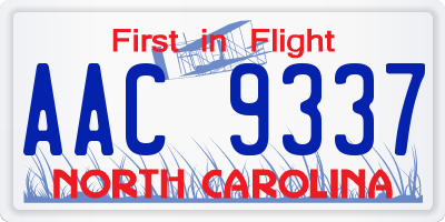 NC license plate AAC9337