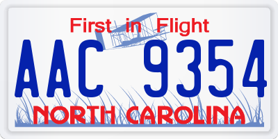 NC license plate AAC9354