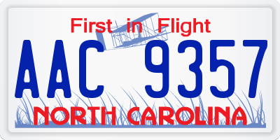 NC license plate AAC9357