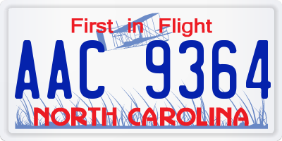 NC license plate AAC9364