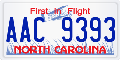 NC license plate AAC9393