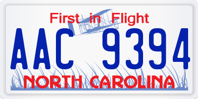 NC license plate AAC9394