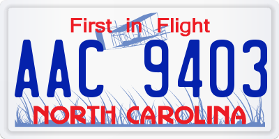 NC license plate AAC9403