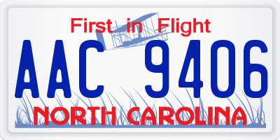 NC license plate AAC9406