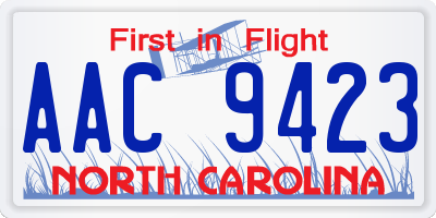 NC license plate AAC9423