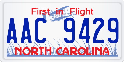 NC license plate AAC9429