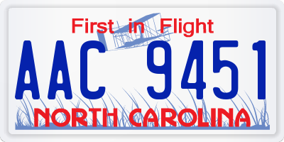 NC license plate AAC9451