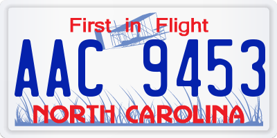 NC license plate AAC9453
