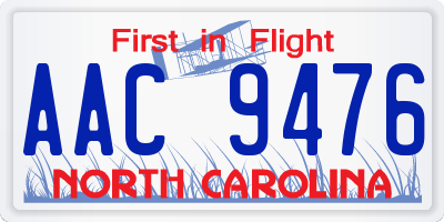 NC license plate AAC9476