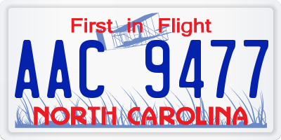 NC license plate AAC9477