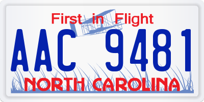 NC license plate AAC9481