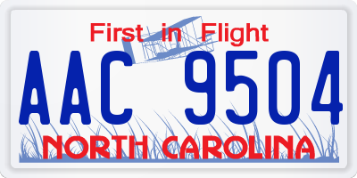 NC license plate AAC9504