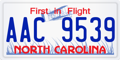 NC license plate AAC9539