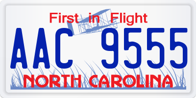 NC license plate AAC9555