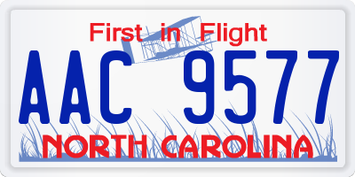 NC license plate AAC9577