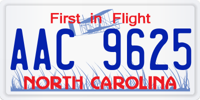 NC license plate AAC9625