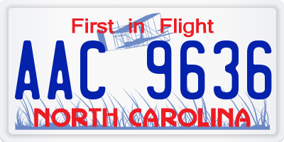 NC license plate AAC9636