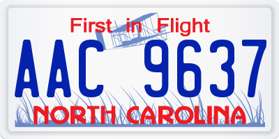 NC license plate AAC9637