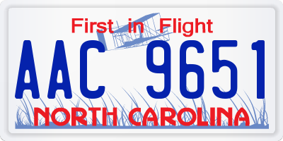 NC license plate AAC9651