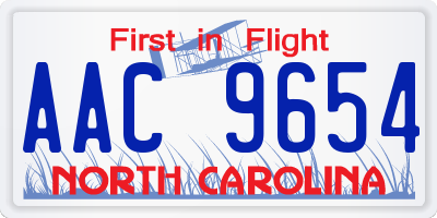 NC license plate AAC9654