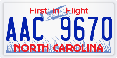 NC license plate AAC9670