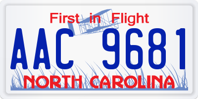 NC license plate AAC9681
