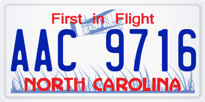 NC license plate AAC9716
