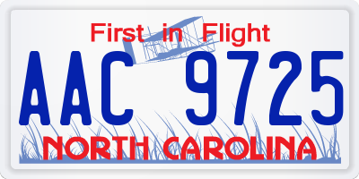 NC license plate AAC9725