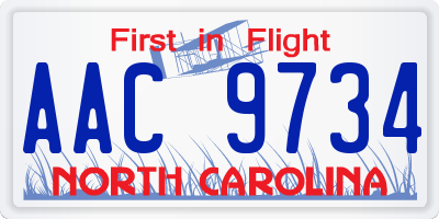 NC license plate AAC9734