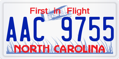 NC license plate AAC9755