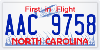 NC license plate AAC9758