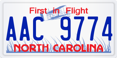 NC license plate AAC9774