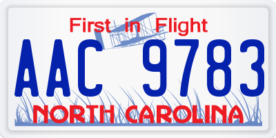 NC license plate AAC9783