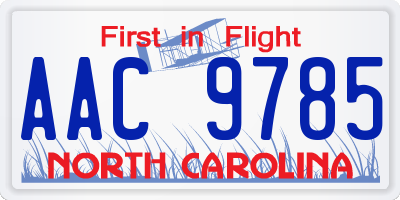 NC license plate AAC9785