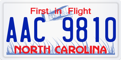 NC license plate AAC9810
