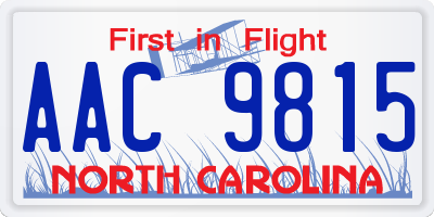 NC license plate AAC9815
