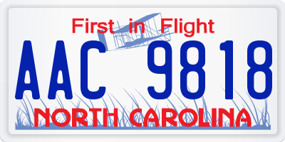 NC license plate AAC9818