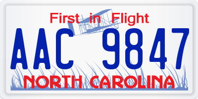 NC license plate AAC9847