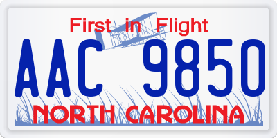 NC license plate AAC9850
