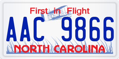 NC license plate AAC9866