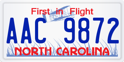 NC license plate AAC9872