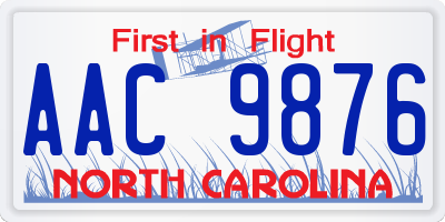 NC license plate AAC9876