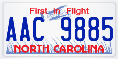 NC license plate AAC9885