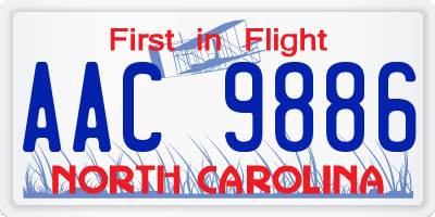 NC license plate AAC9886