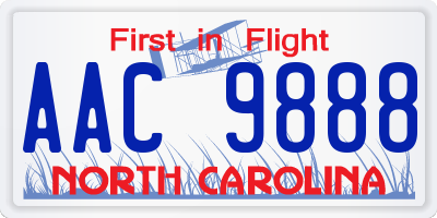 NC license plate AAC9888