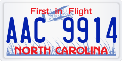 NC license plate AAC9914