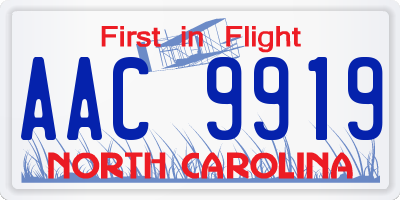 NC license plate AAC9919