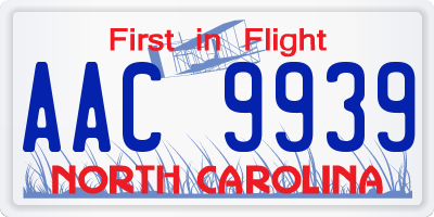 NC license plate AAC9939