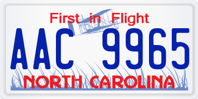 NC license plate AAC9965