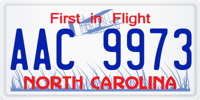 NC license plate AAC9973